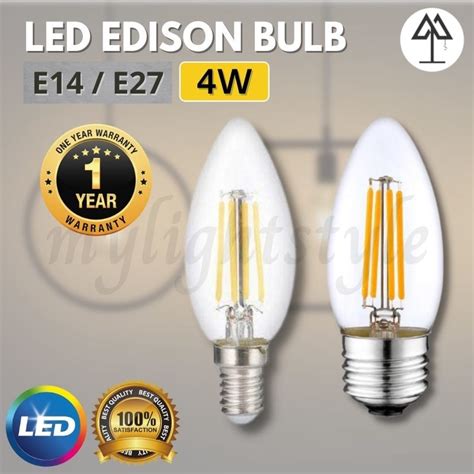 E14 E27 Screw LED 4W Candle Light C35 Edison Bulb Chandelier Filament