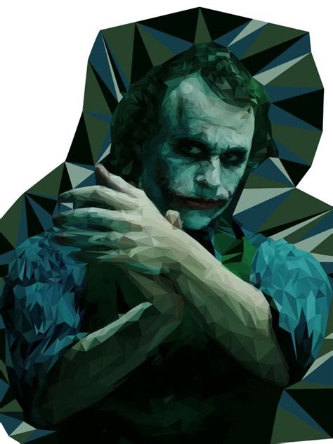 Heath Ledger Joker The Dark Night Polygonation In Low Poly Art