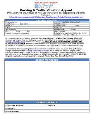 Parking Traffic Violation Appeal Doc Template Pdffiller