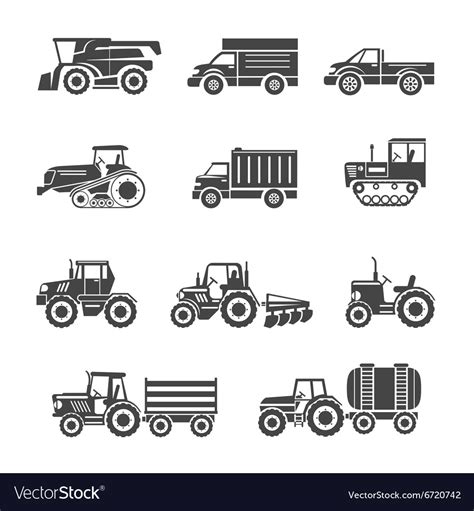 Agricultural Machinery Icons Royalty Free Vector Image