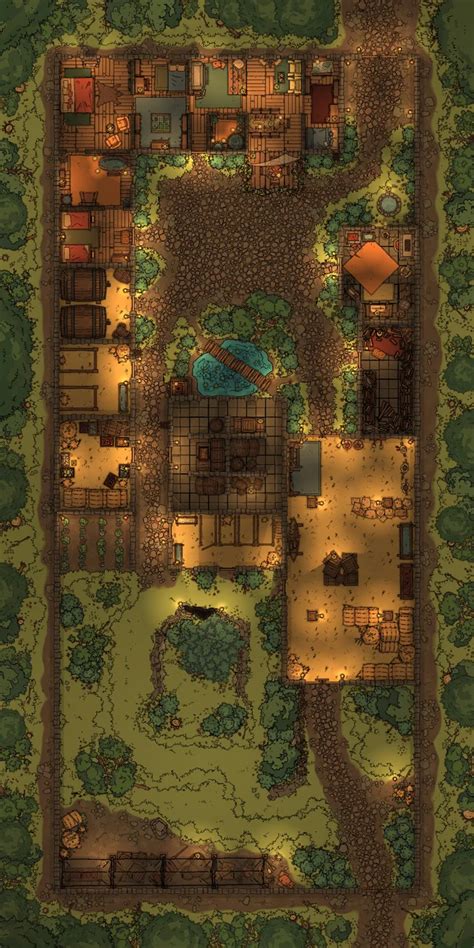 Large Farmhouse Fantasy City Map Dungeon Maps Dungeons And Dragons