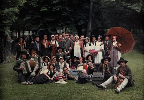 A Large Group Of Peasants Pose At The Geneva Folk Costume Festival In