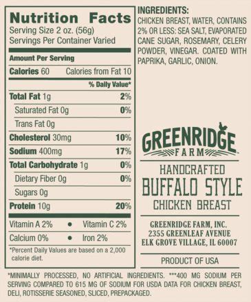 Nutrition Label For Chicken Breast Labels Database