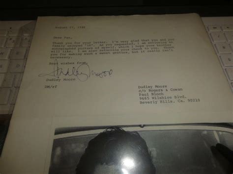 Dudley Moore Signed Letter + Bo Derek signed Color Photo By Mail ...