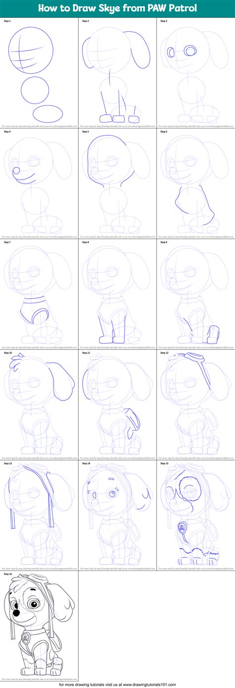 How To Draw Skye From Paw Patrol Paw Patrol Step By Step