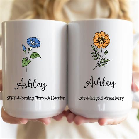 Birth Flower Mug Personalized Dec Birth Month Flower Mug Personalized