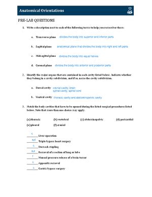 AP 5045 Pre Lab Questions And Experiments L02 Cells PRE LAB QUESTIONS