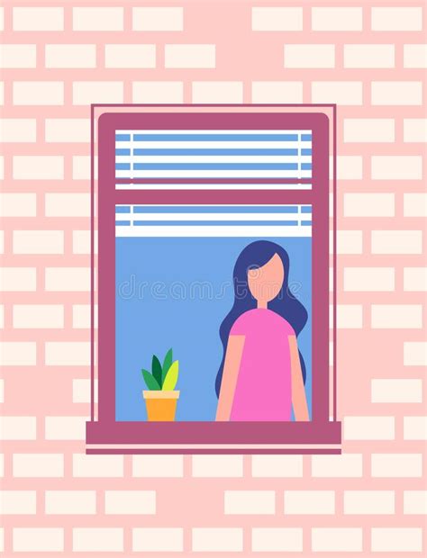 Girl Standing Near Window Stock Illustrations 121 Girl Standing Near