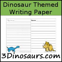 3 Dinosaurs Dinosaur Themed Writing Paper