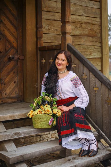 Girls Wearing Traditional Costume in Moldova. Stock Image - Image of ...