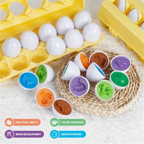 SALALIS jouet de motricité fine 12 pièces oeufs assortis couleur