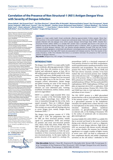 PDF Correlation Of The Presence Of Non Structural 1 NS1 Antigen