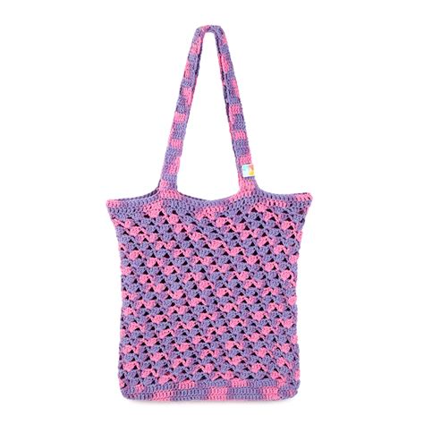 Handmade Crochet Market Bag Purple Pink 2645