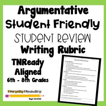 Grade Argumentative Writing Rubric Student Checklist Tnready