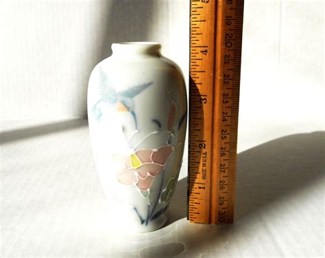 Mini Otagiri Porcelain Vase With Hand Painted Hummingbird And Flowers