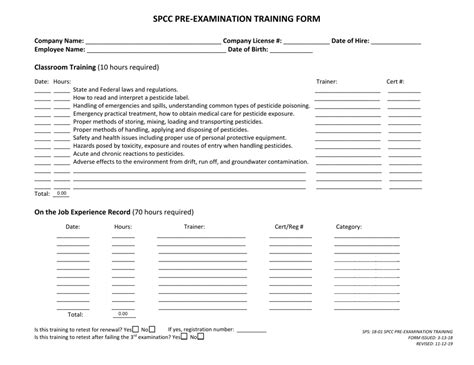 Georgia United States Spcc Pre Examination Training Form Fill Out