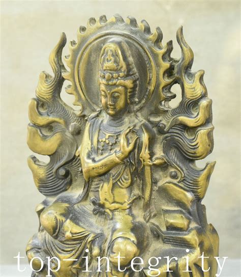 Old Buddhism Bronze Sit Kwan Yin Guan Yin Boddhisattva Goddess