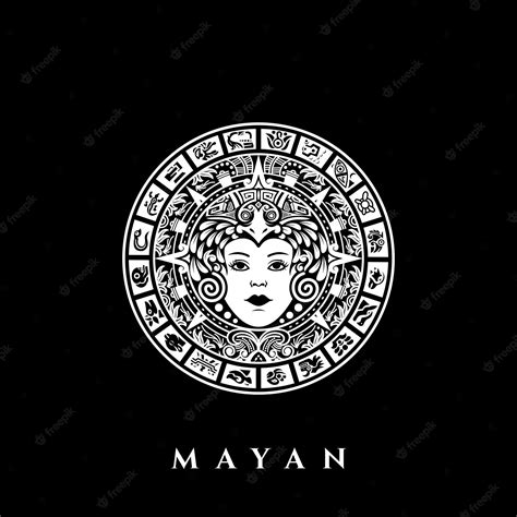 Premium Vector | Mayan female symbol coin logo illustration