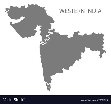 Western india gray region map Royalty Free Vector Image