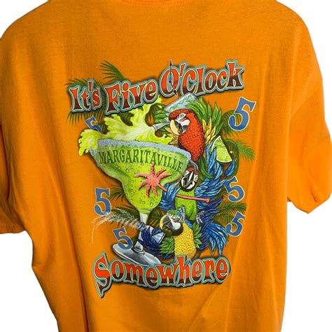 Margaritaville 5 OClock Somewhere T Shirt XL Orange C Gem