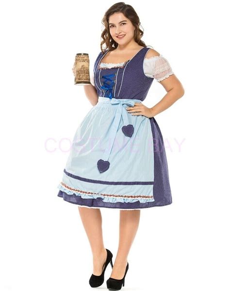 Plus Size Oktoberfest Bavarian German Heidi Dirdnl Leiderhosen Beer