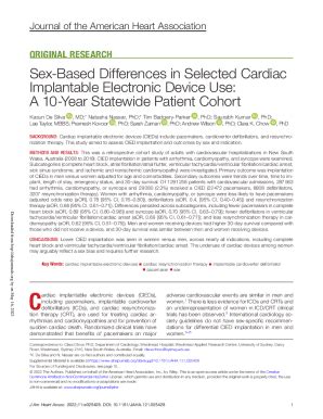 Fillable Online Sex Based Differences In Selected Cardiac Implantable