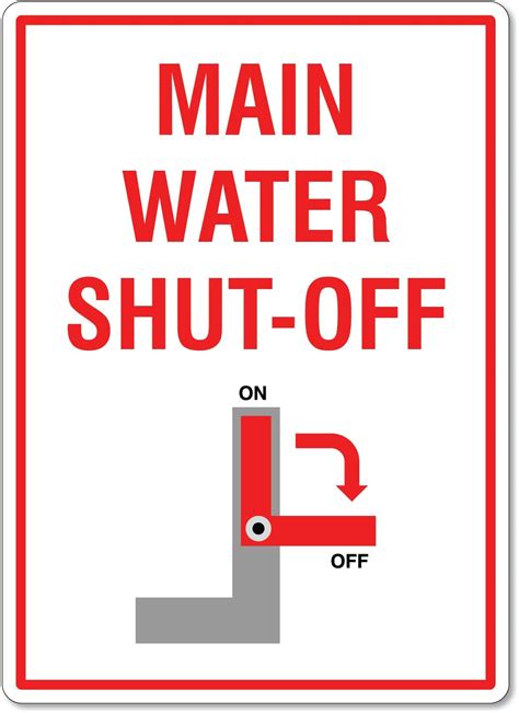 Amazon SmartSign Building Main Water Shut Off Sign 5 X 10