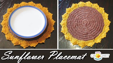 Giant Sunflower Placemat Table Setting Centerpiece Crochet Pattern