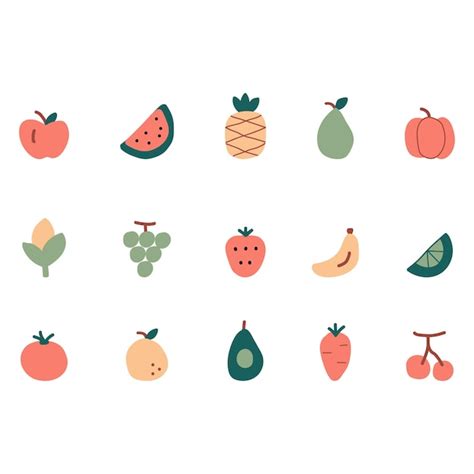 Frutas Y Verduras Dibujadas A Mano Vector Premium