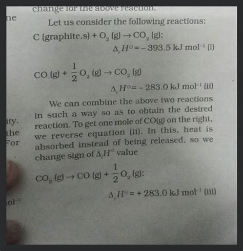 Let Us Consider The Following Reactionsc Graphites O2 G→co2 G