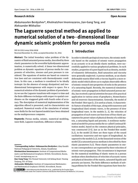 Pdf The Laguerre Spectral Method As Applied To Numerical Solution Of