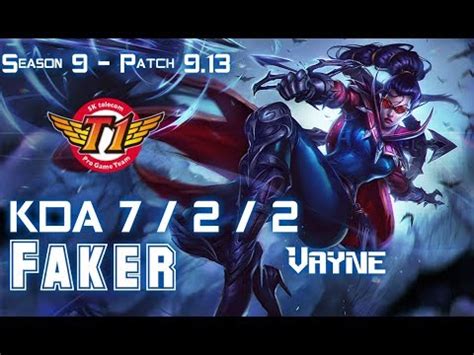 SKT T1 Faker VAYNE Vs RENEKTON Mid Patch 9 13 KR Ranked YouTube