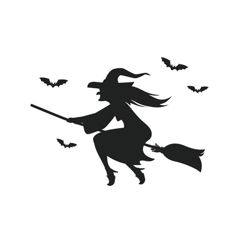 Witch Flying On Broomstick Silhouette Vector Art At Vecteezy