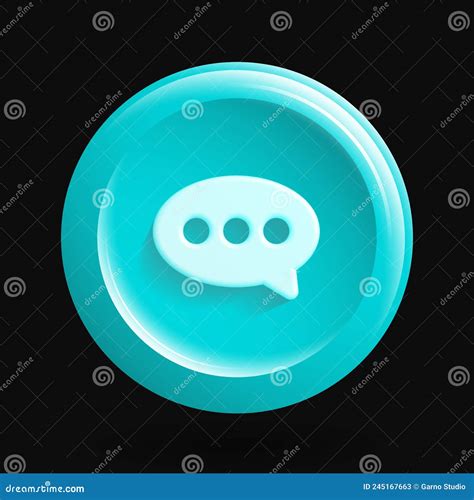 Blue Round Message Icon Isolated 3d Texting Button Stock Vector