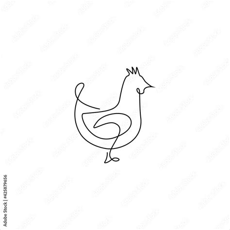 Vecteur Stock Minimalistic One Line Hen Or Chicken Icon Line Drawing