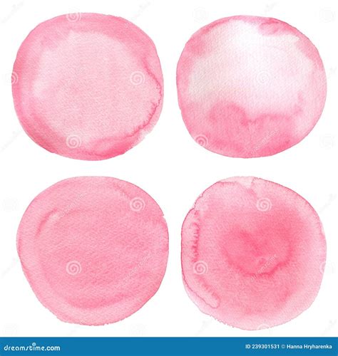 Circle Isolated On White Watercolor Hand Drawing Pink Spot Stock