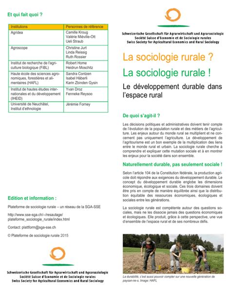 La Sociologie Rurale SGA