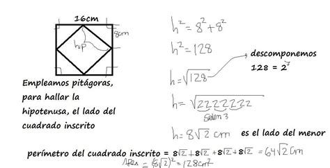 En un cuadrado de lado 10 centímetros se inscribe otro más pequeño que