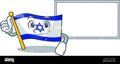 Thumbs Up With Board Flag Israel Isolated With The Cartoon Stock Vector