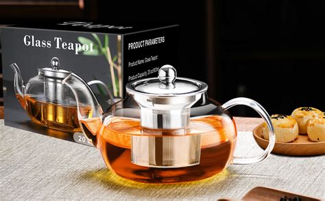 Paracity Glass Teapot Stovetop Borosilicate Clear Tea Kettle With