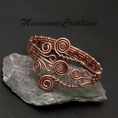 Antique Copper Wire Wrapped Bracelet Cuff Hand Folksy