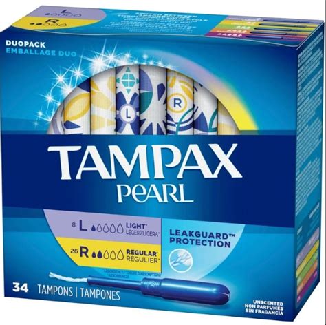 Tampax Pearl Tampons Light Regular Absorbency With Leakguard Braid