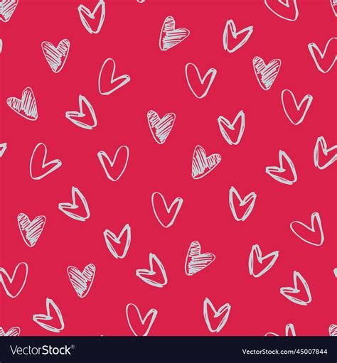 Seamless Pattern Hand Drawn Heart Shapes In Color Vector Image