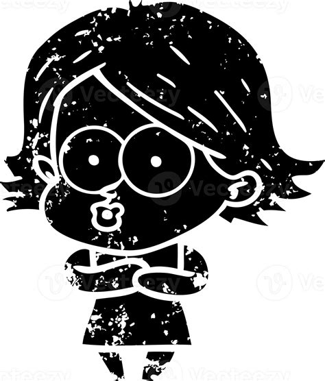 Cartoon Girl Pouting Distressed Icon 45438538 Png