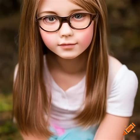 Portrait Of A Girl With Brown Hair And Glasses