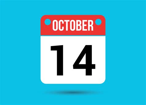 October 14 Calendar Date Flat Icon Day 14 Vector Illustration 34900204 Vector Art at Vecteezy