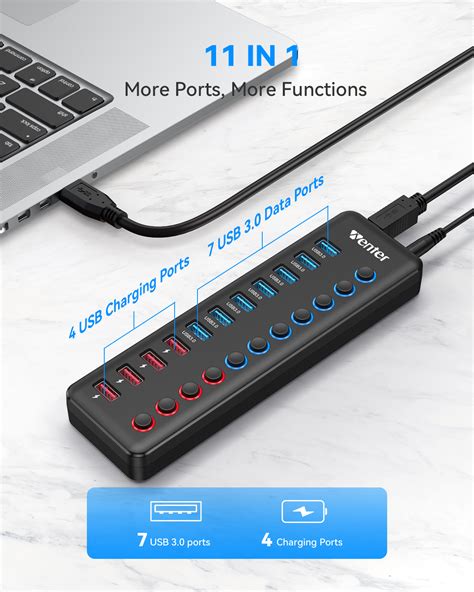 Powered Usb Hub Wenter Port Usb Hub Splitter Faster Data