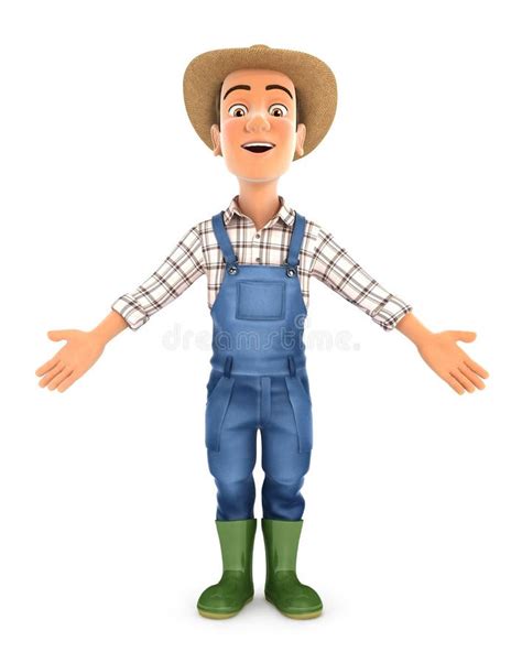 3d Farmer Standing With Thumb Up Stock Illustration Illustration Of