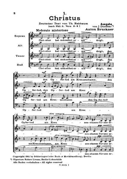 Motetten Nr 1 von Anton Bruckner Noten für gemischten Chor