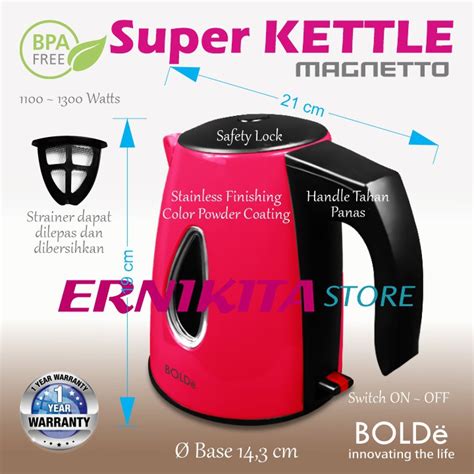 Jual Bolde Super Kettle Magnetto Premium Teko Listrik Stainless